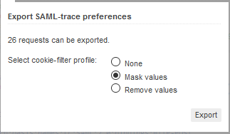 Cookie preferences in the SAML-tracer export